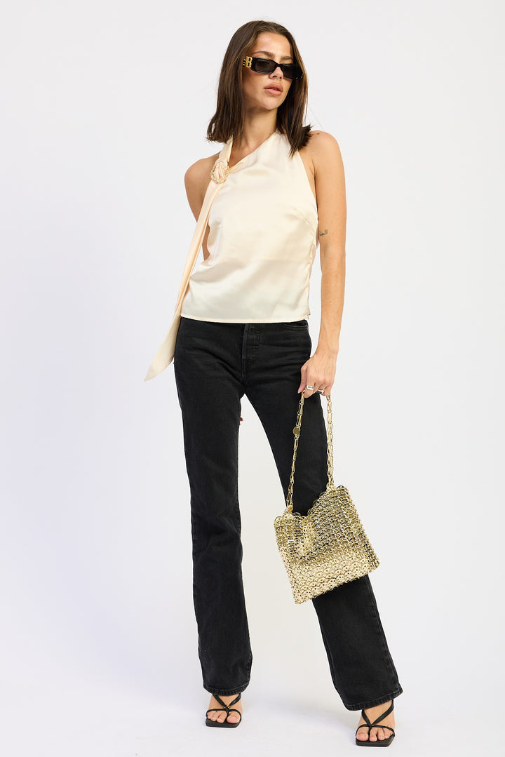 One Shoulder Top With Scarf Detail