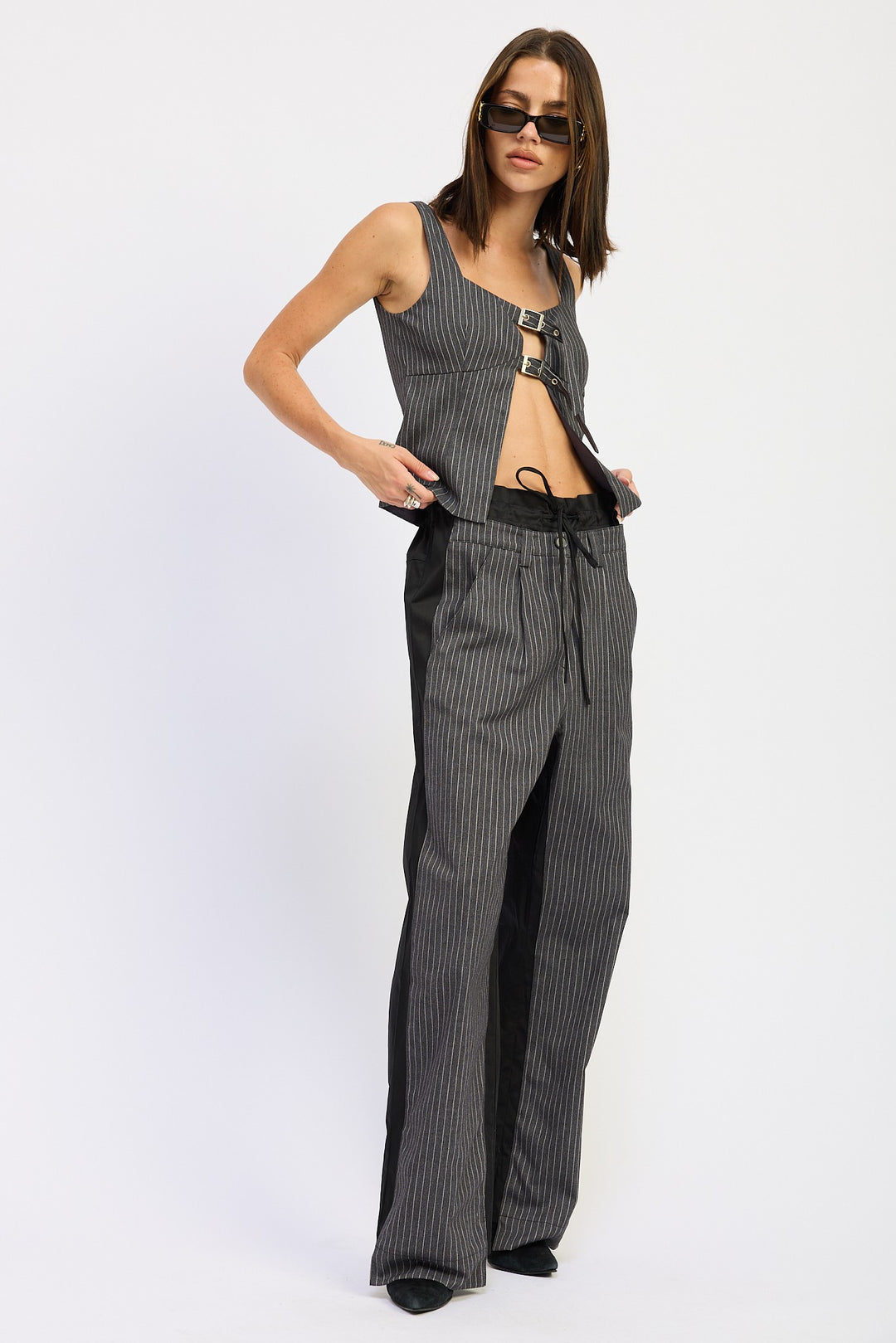 Loose Fit Mix Media Pants