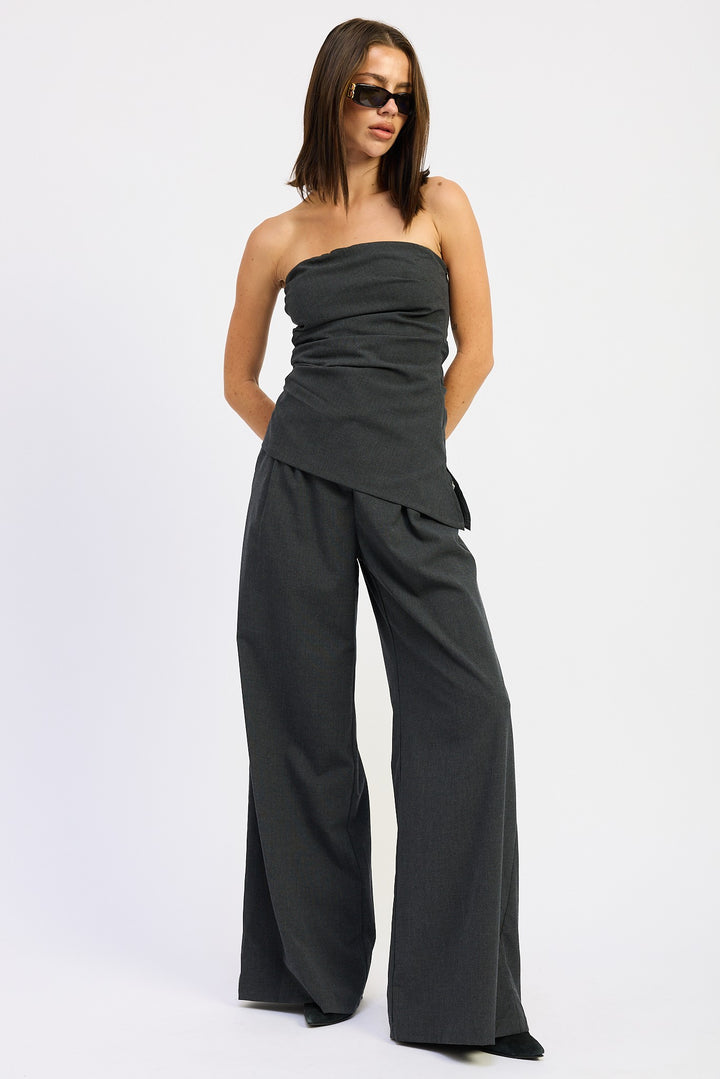 Dark Grey Asymmetrical Bustier Tube Top