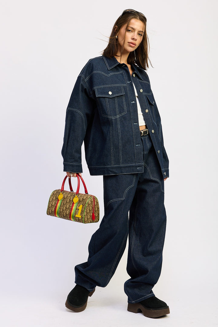 Oversized Twill Button Up Jacket