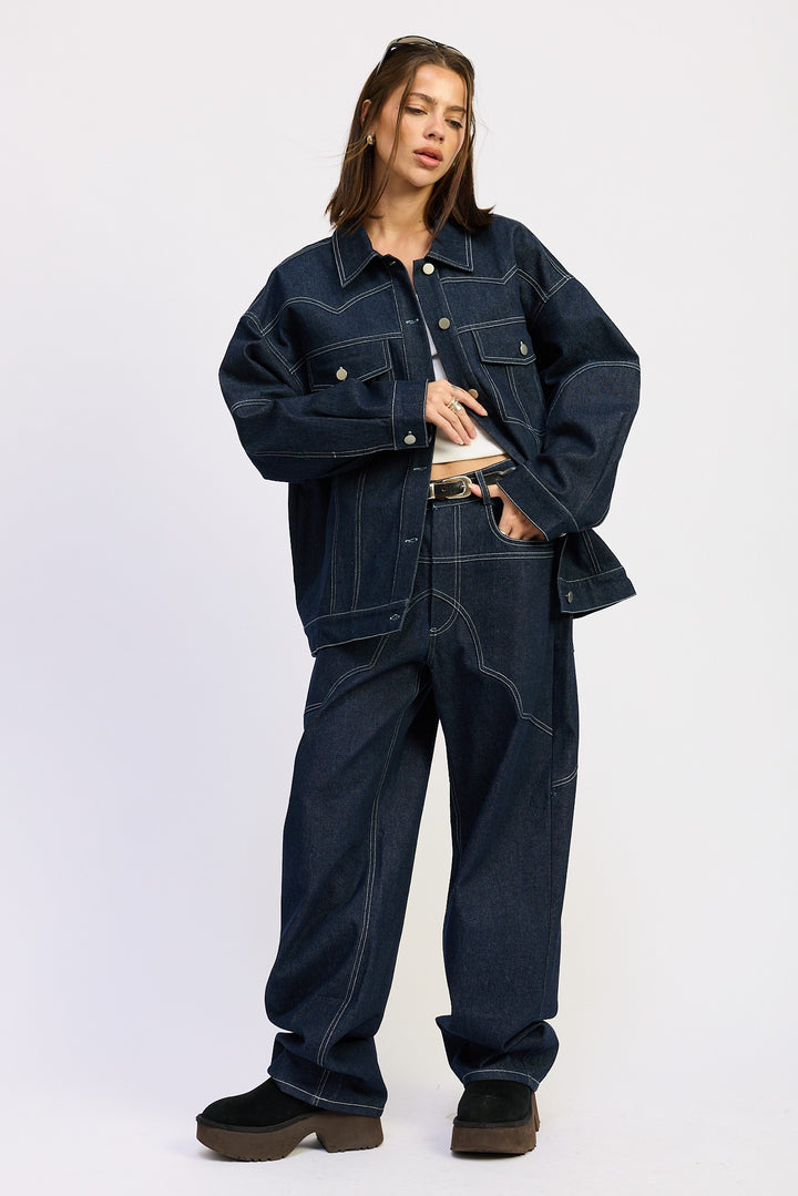 Oversized Twill Button Up Jacket