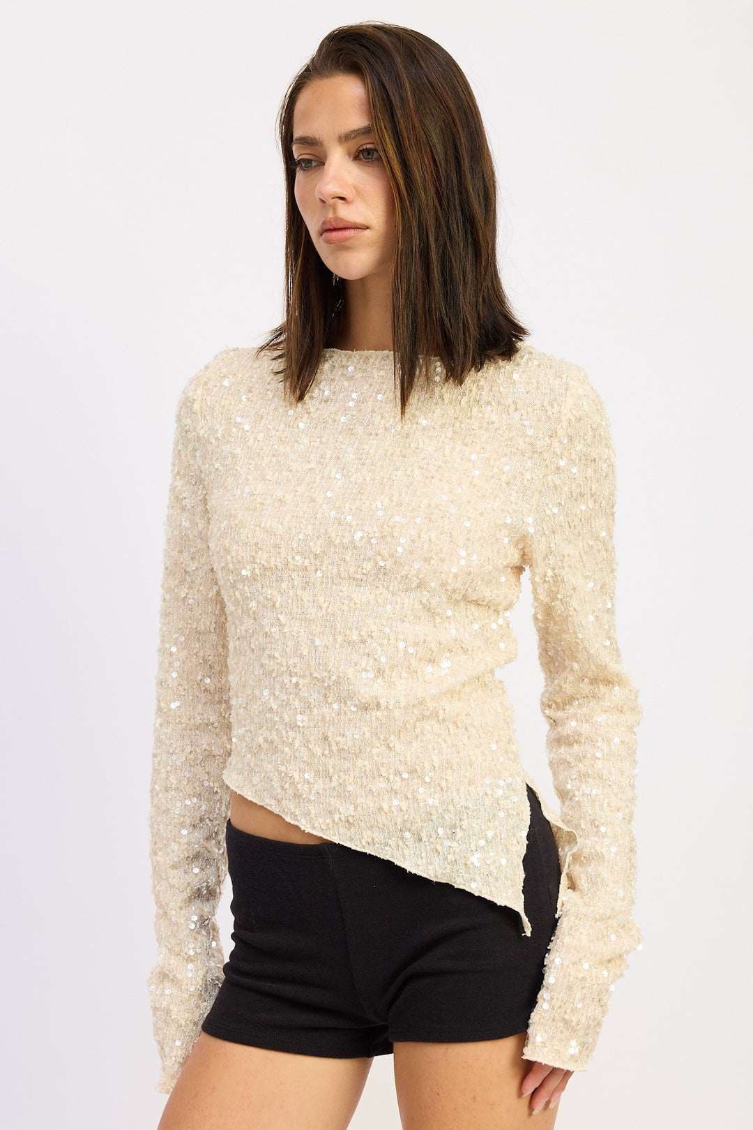 Asymmetrical Sequin Top