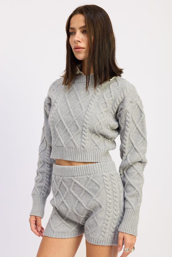 Cable Knit Cropped Sweater 1
