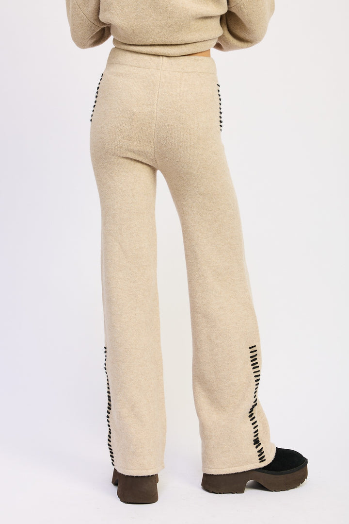 Wide Leg Pants With Blanket Stitching