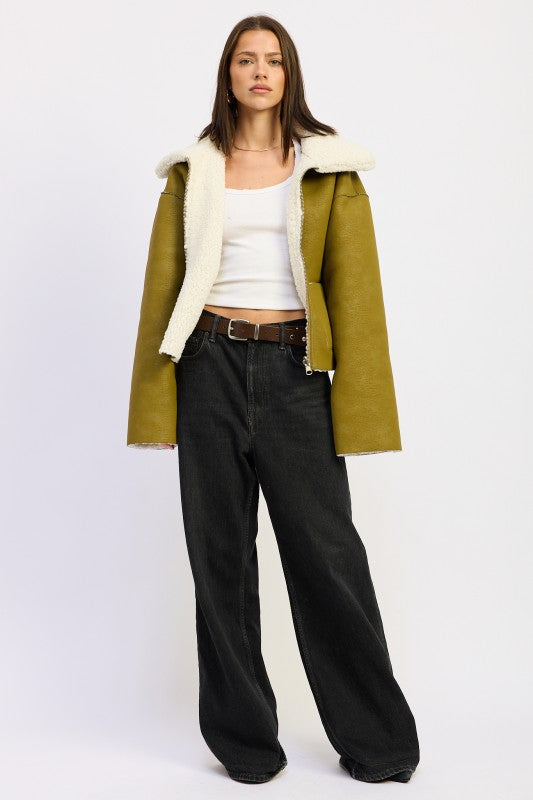 Reversible Suede Shearling Jacket