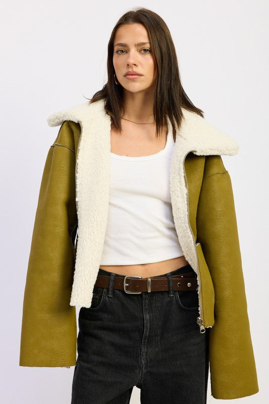 Reversible Suede Shearling Jacket