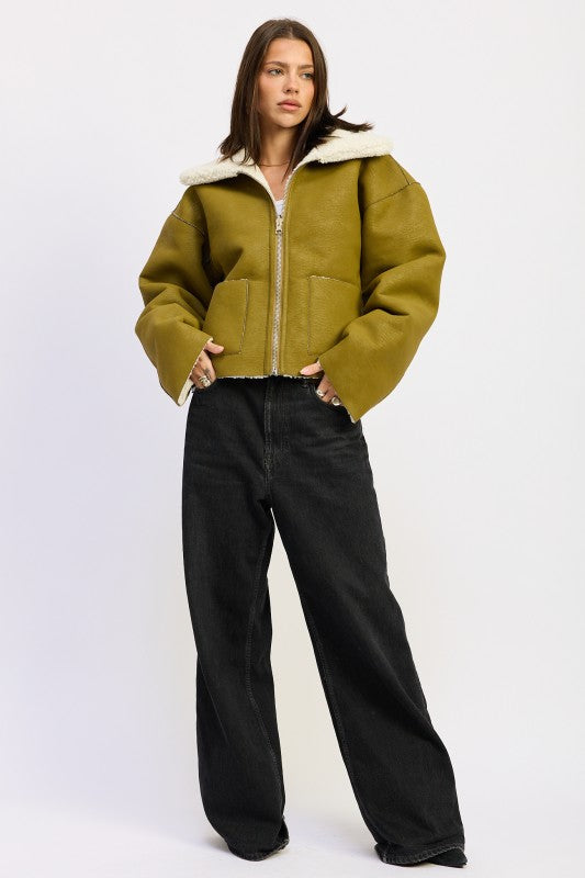 Reversible Suede Shearling Jacket