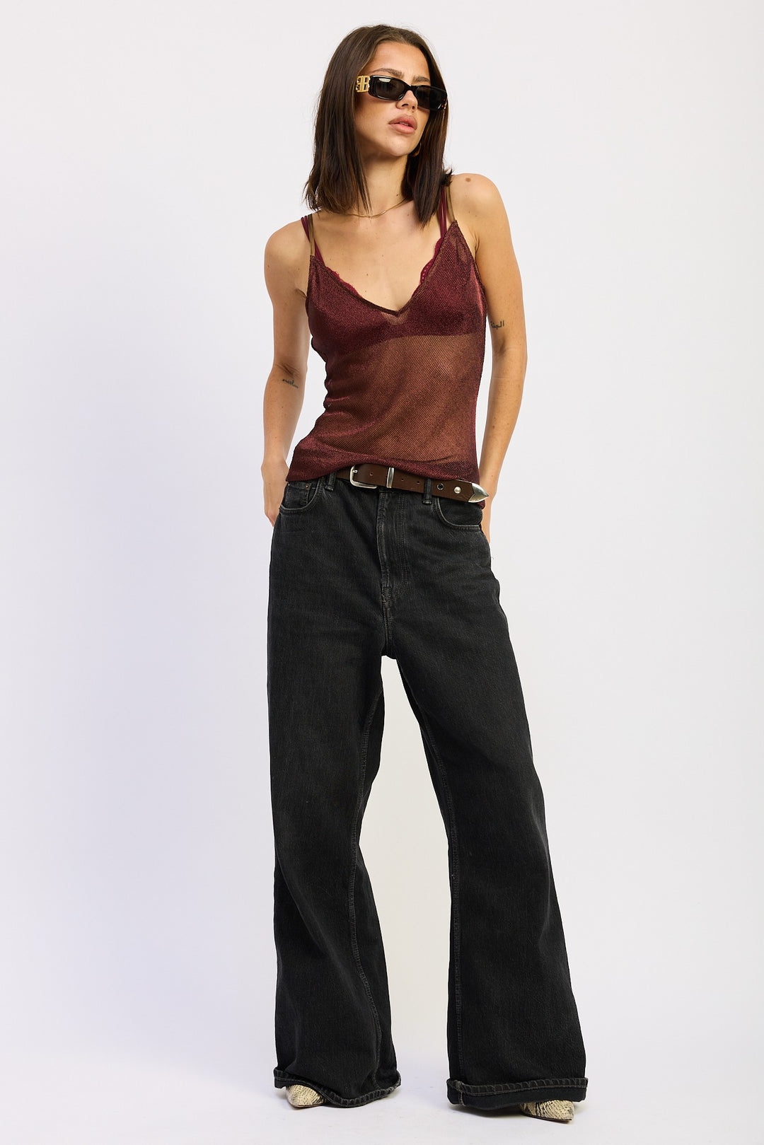 Metallic Chainmail Bias Cami Top