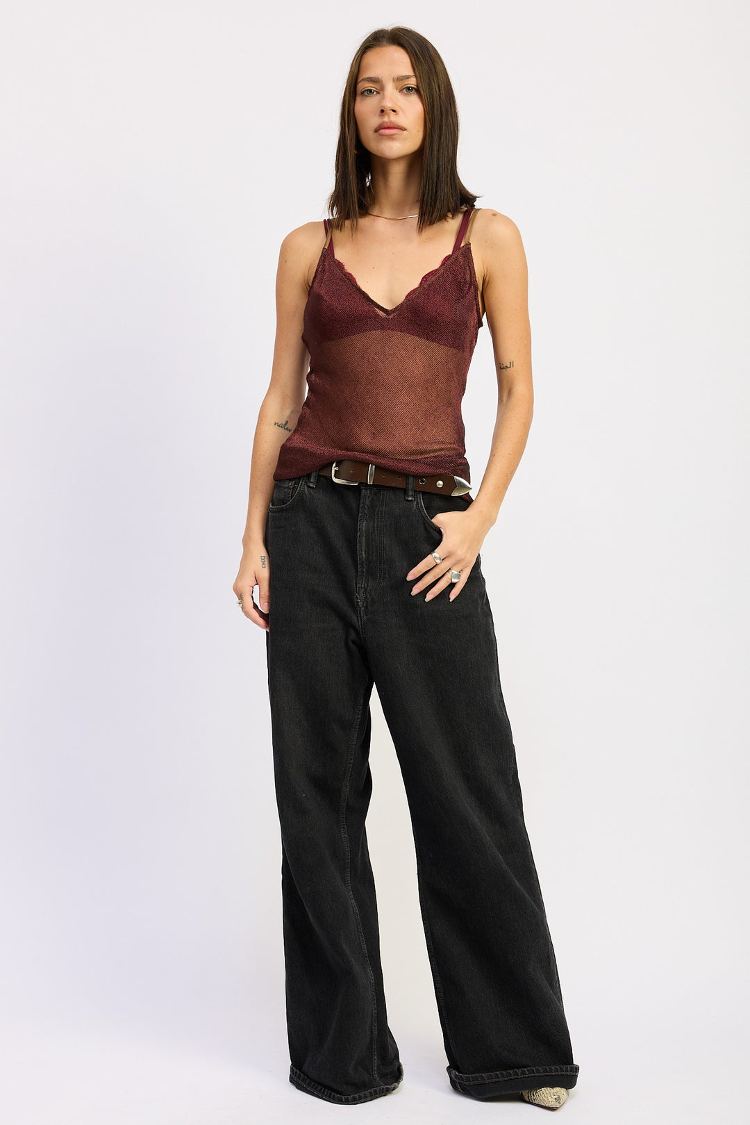 Metallic Chainmail Bias Cami Top