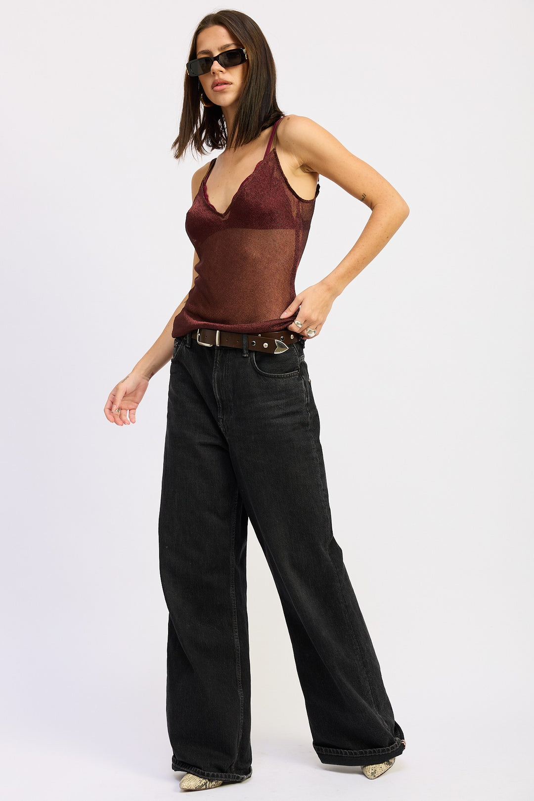 Metallic Chainmail Bias Cami Top