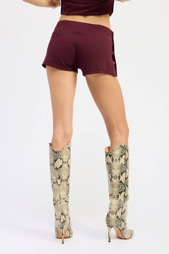 Low Rise Micro Short With Snap Button Detail