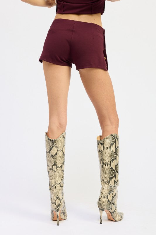 Low Rise Micro Short With Snap Button Detail