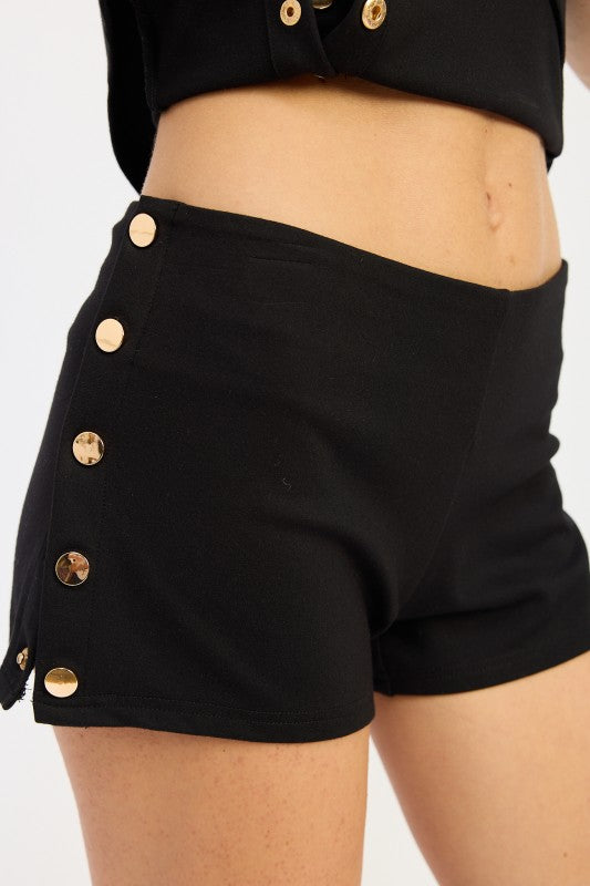 Low Rise Micro Short With Snap Button Detail