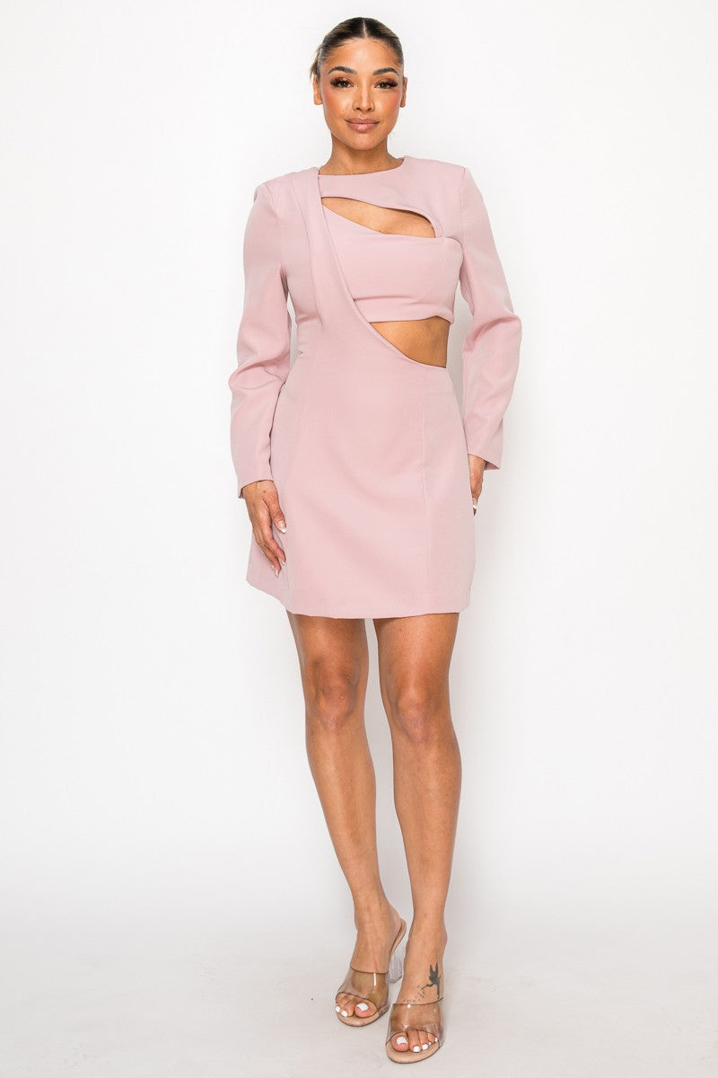 Elegant Cut Out In Long Sleeve Mini Dress 1