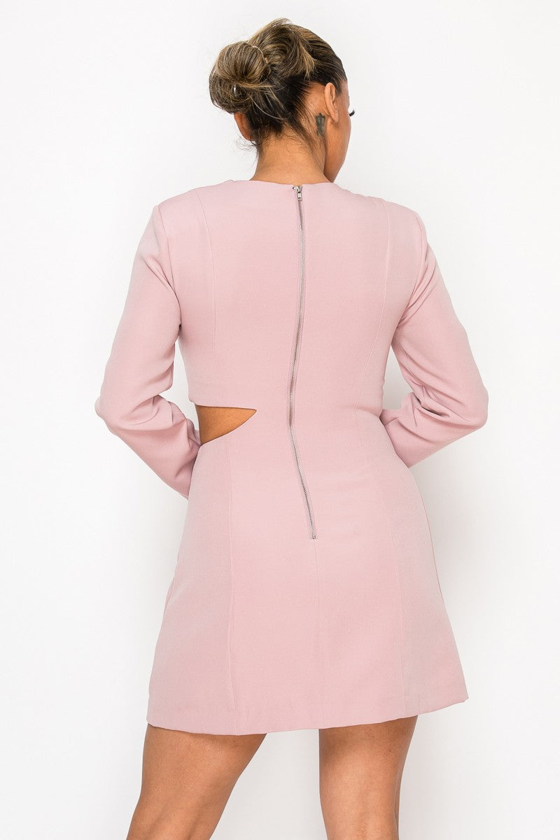 Elegant Cut Out In Long Sleeve Mini Dress 1