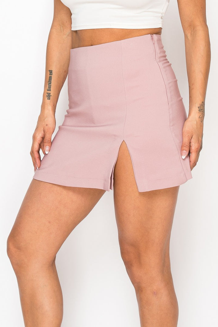 Dressy Solid Skort Halter Pocket Detail Top Set