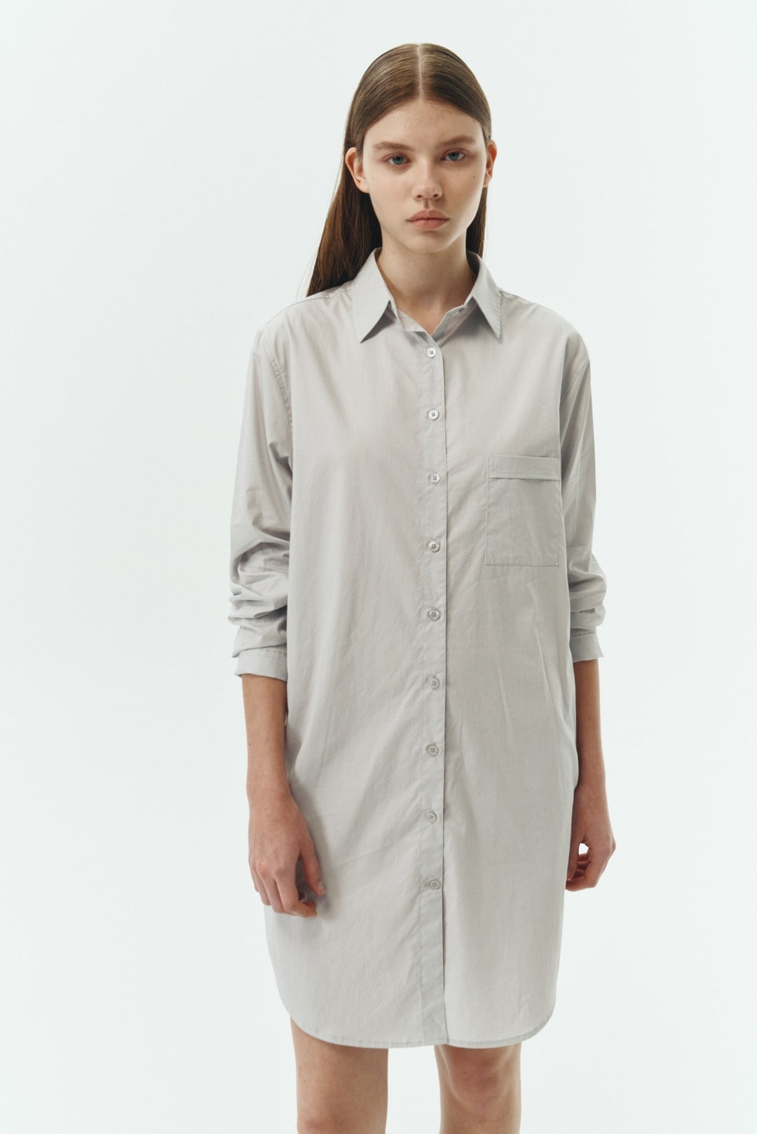Blue Green Cara Solid Shirt Dress 1