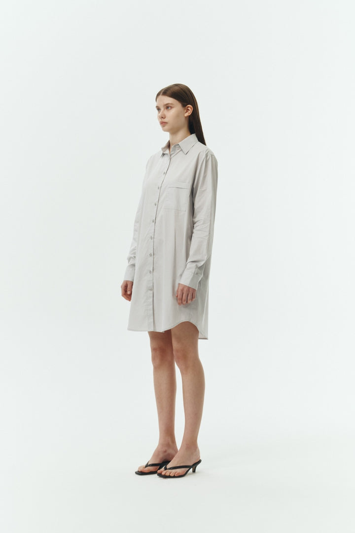 Cloud Gray Cara Solid Shirt Dress 1
