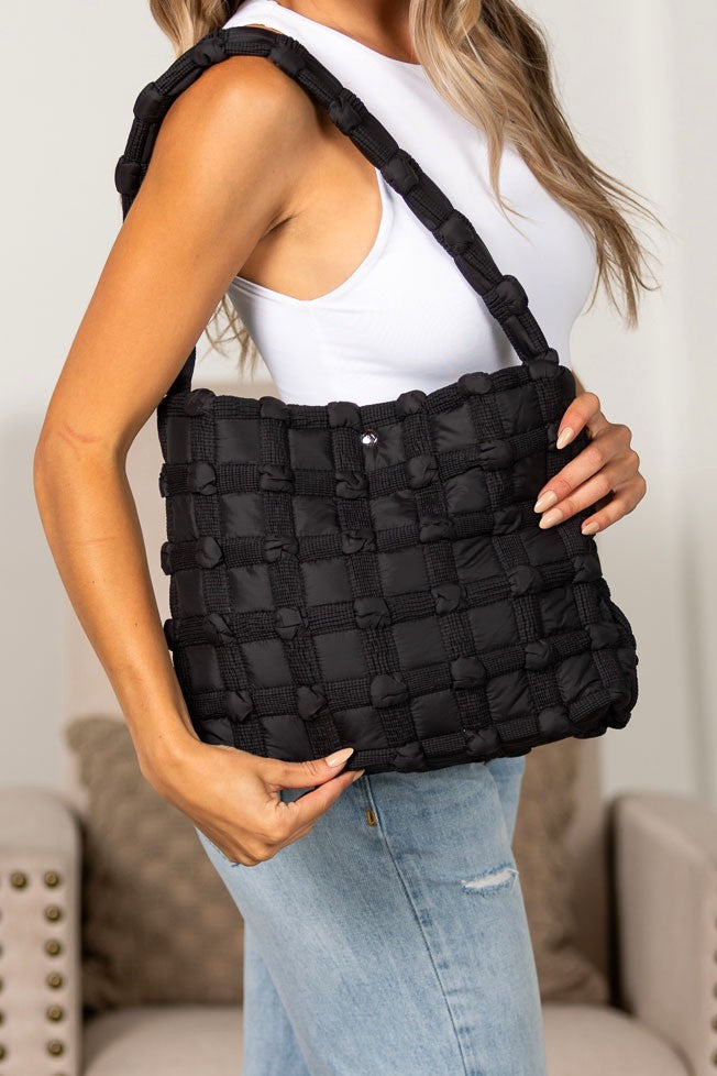 Maya Basket Weave Puffer Tote