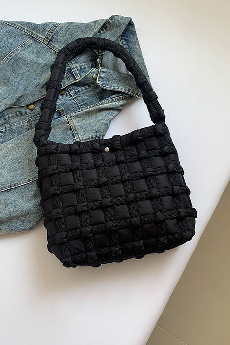 Maya Basket Weave Puffer Tote