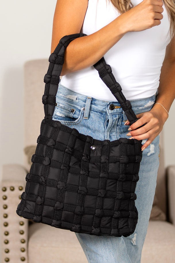 Maya Basket Weave Puffer Tote