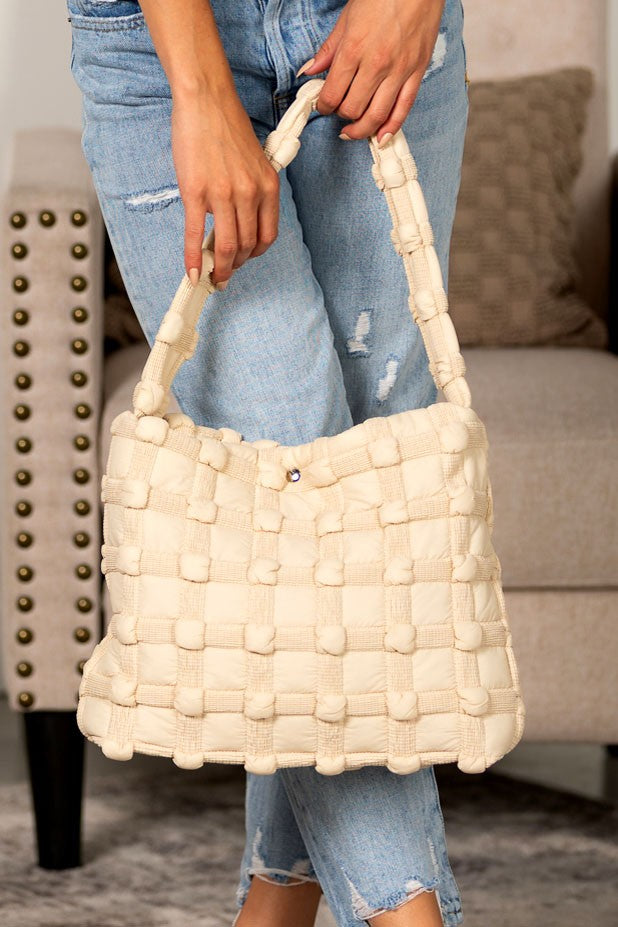 Maya Basket Weave Puffer Tote