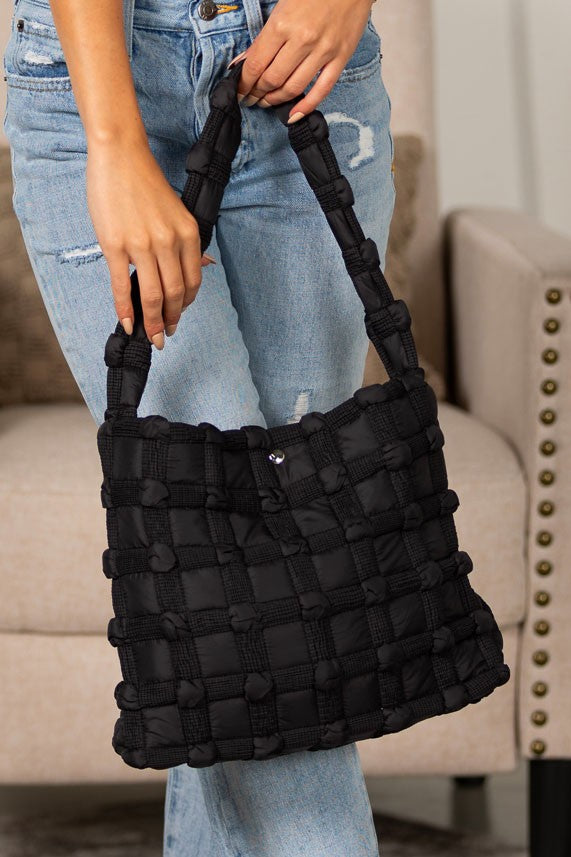 Maya Basket Weave Puffer Tote