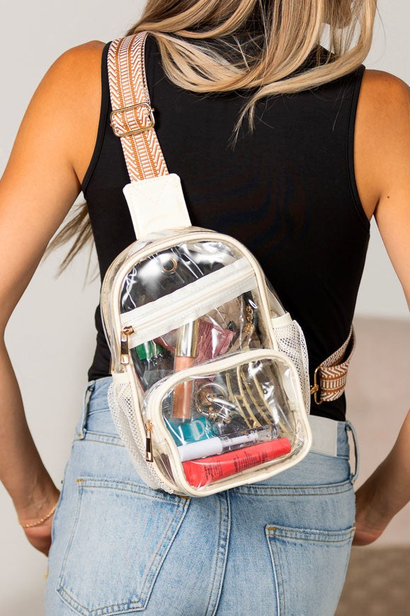 Cream Parker Clear Stadium Sling Bag