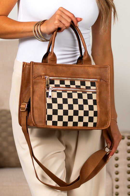 Cognac Jordan Mixed Media Tote