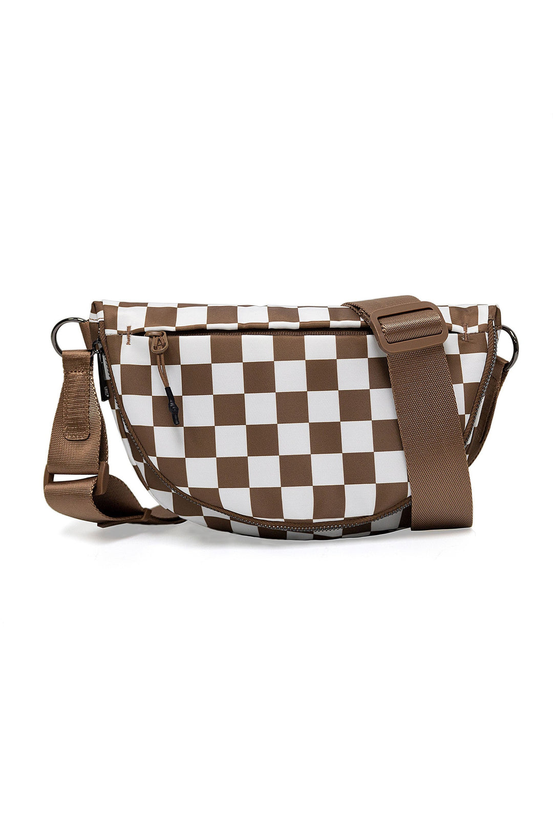 Olivia Nylon Checkered Foldover Crossbody
