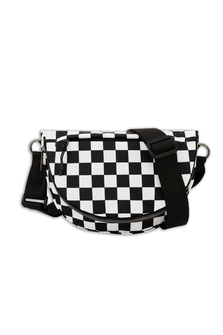 Olivia Nylon Checkered Foldover Crossbody