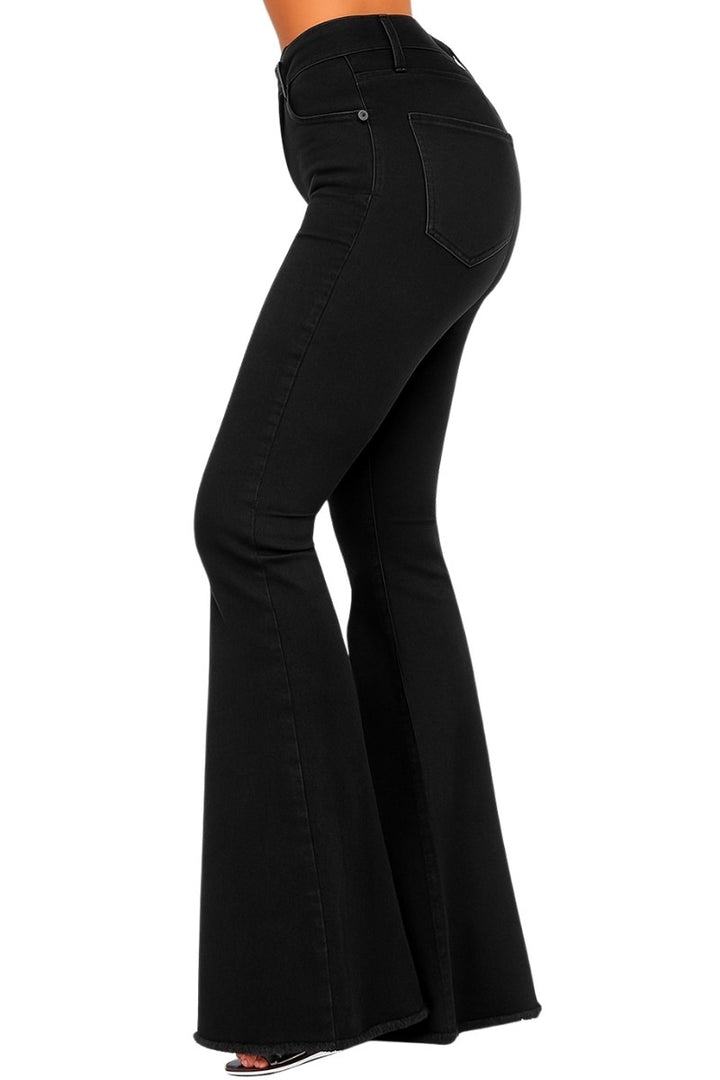 Black -Short Inseam 30" Black Denim Bell Bottom Jean Made In Usa