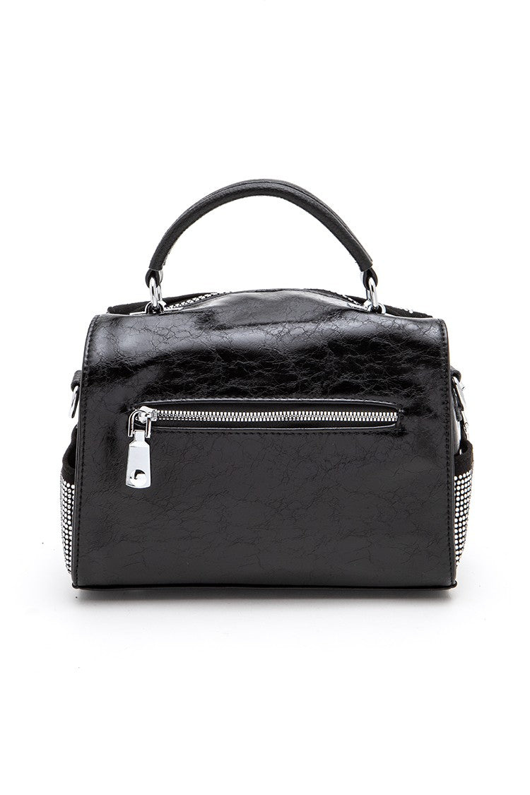 Rhinestone Studs Top Handle Fashion Bag