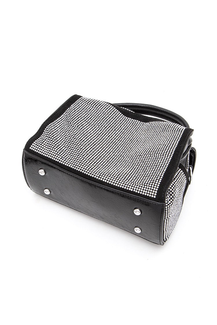 Rhinestone Studs Top Handle Fashion Bag