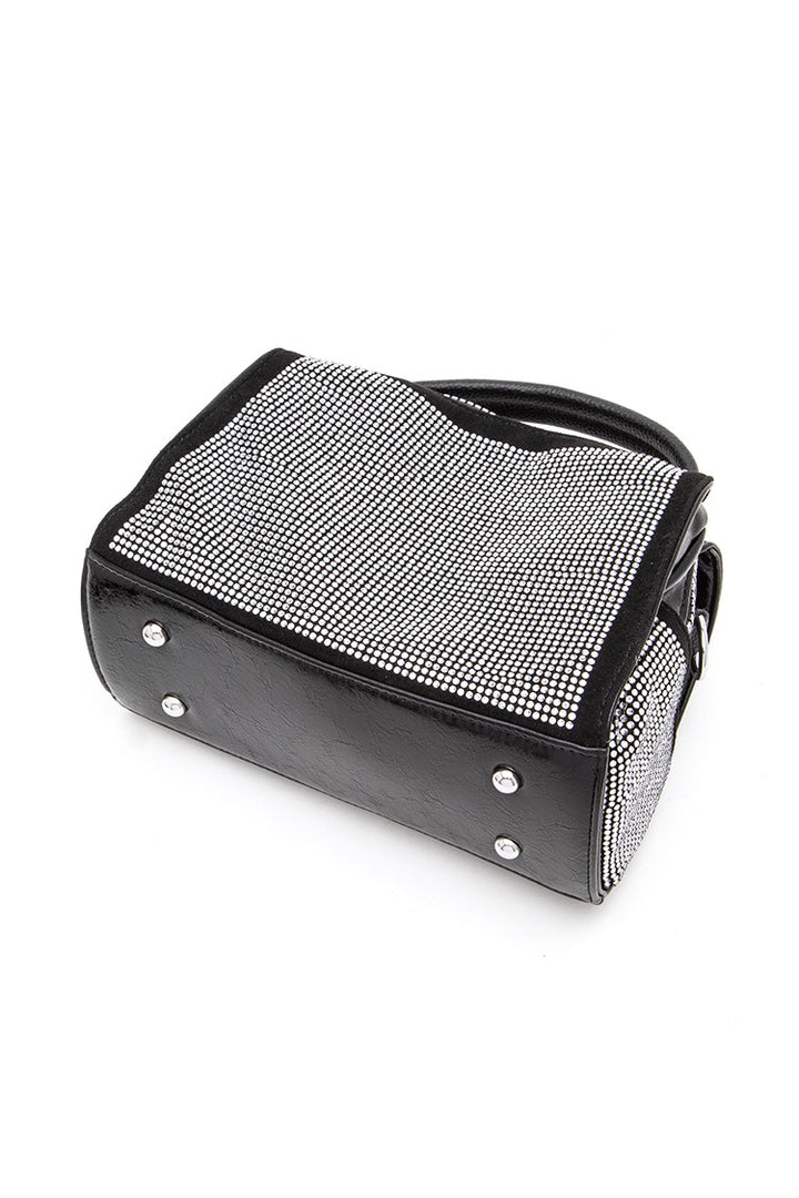 Rhinestone Studs Top Handle Fashion Bag