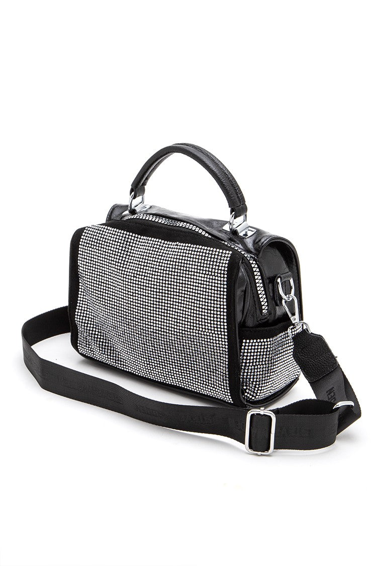 Silver Rhinestone Studs Top Handle Fashion Bag