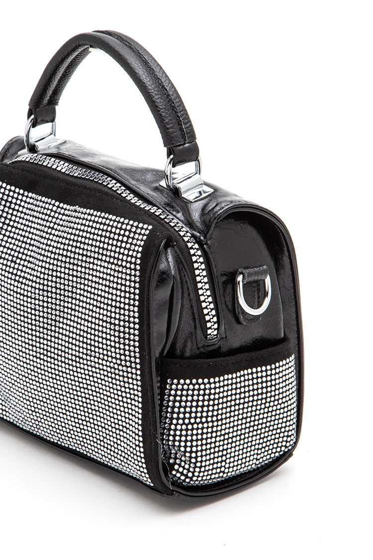 Rhinestone Studs Top Handle Fashion Bag