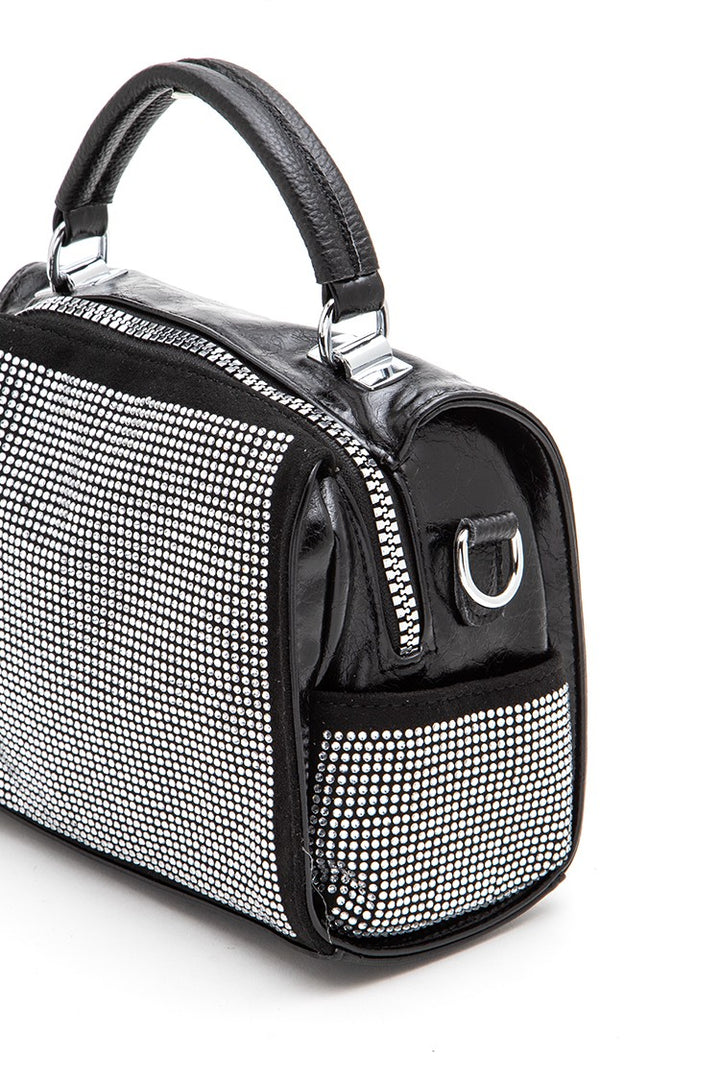 Rhinestone Studs Top Handle Fashion Bag