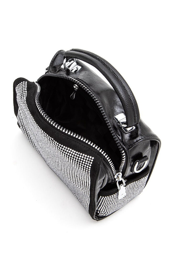 Rhinestone Studs Top Handle Fashion Bag