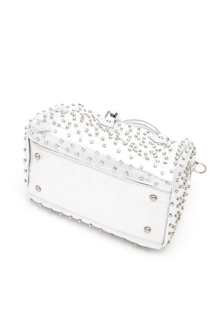 Rhinestone Studded Top Handle Boston Bag