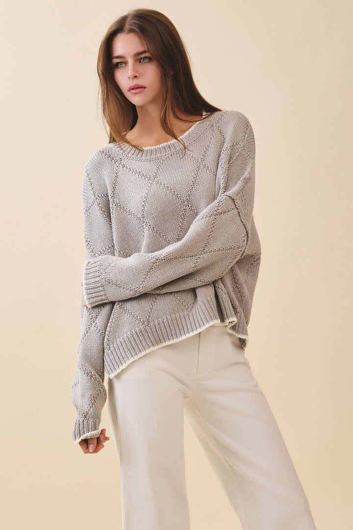 Diamond Knit Pullover Sweater