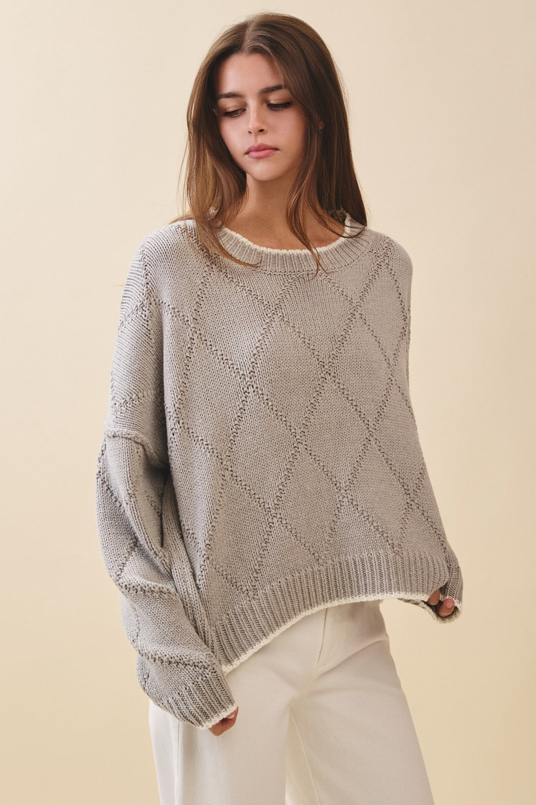 Diamond Knit Pullover Sweater