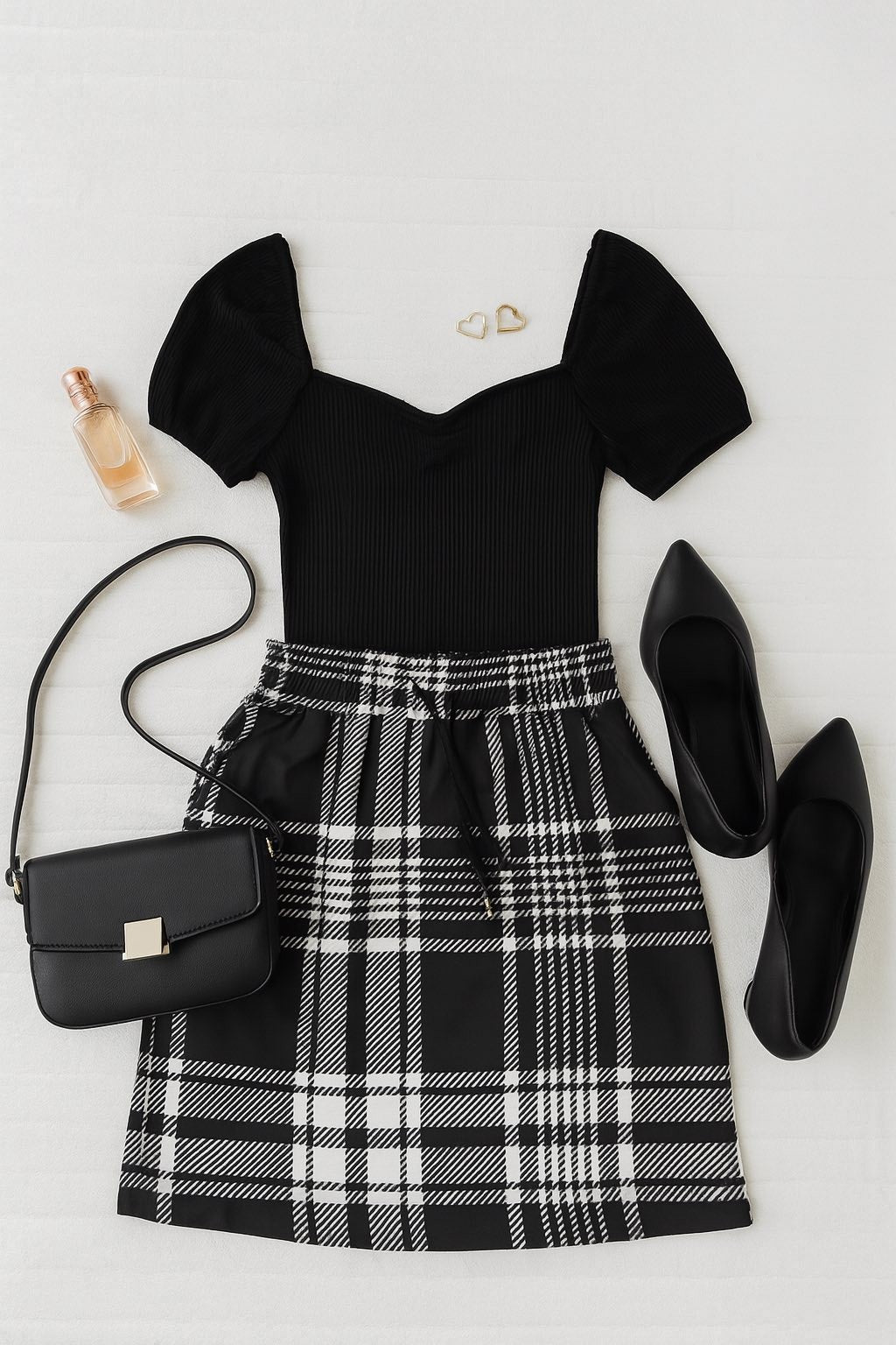 Black & White Leopard The Amelia Black And White Plaid Jogger Skirt