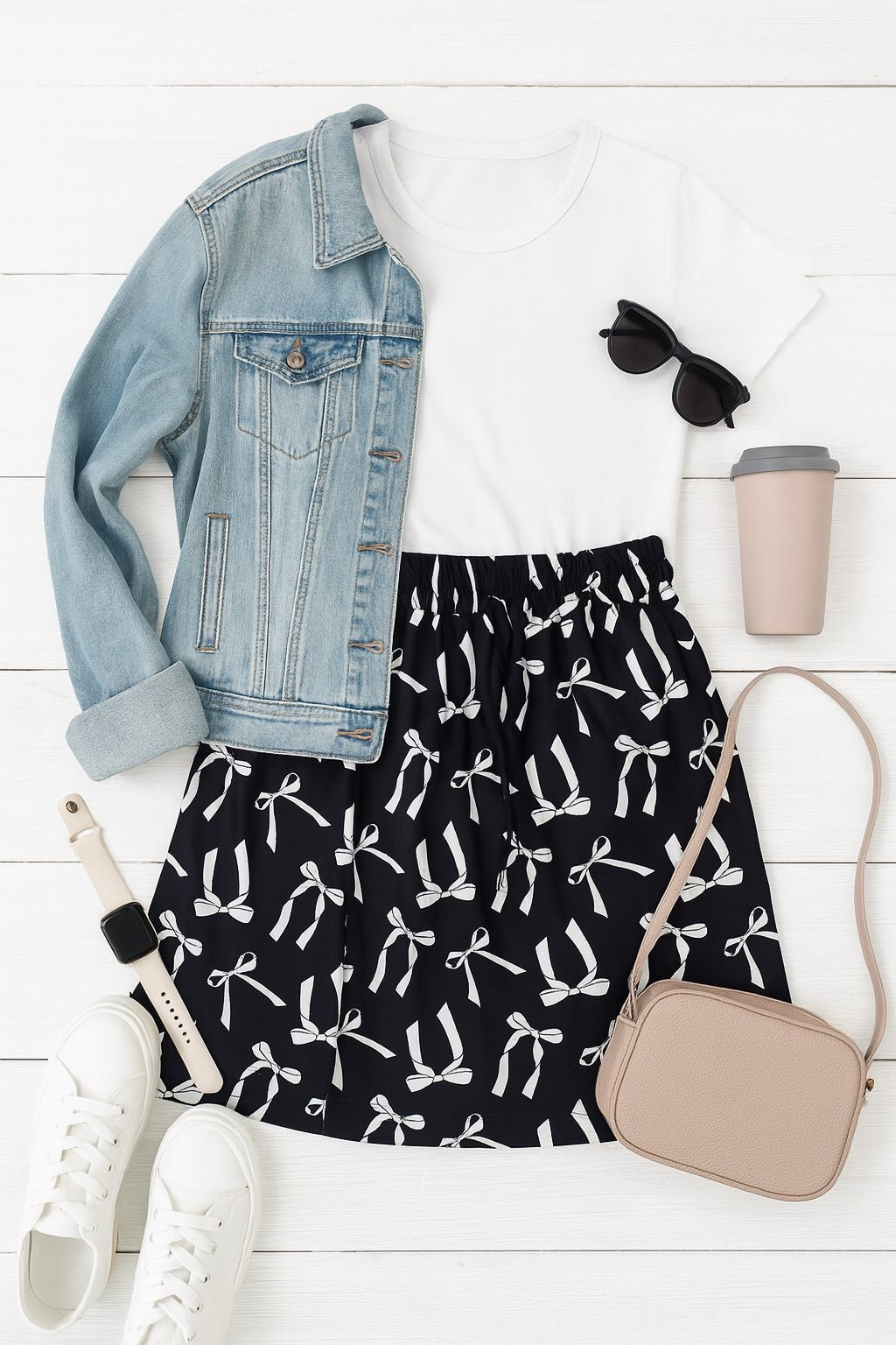 The Millie White Bow Jogger Skirt