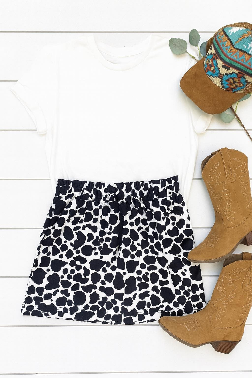 The Lainey Cow Print Jogger Skirt