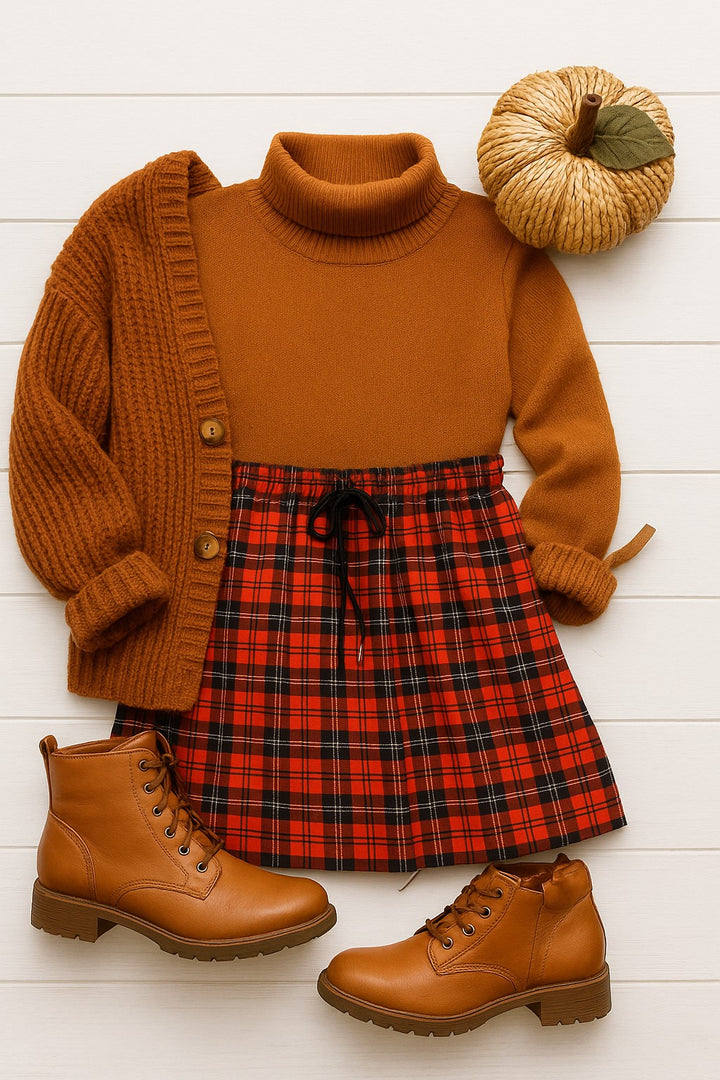 The Helena Red Plaid Jogger Skirt