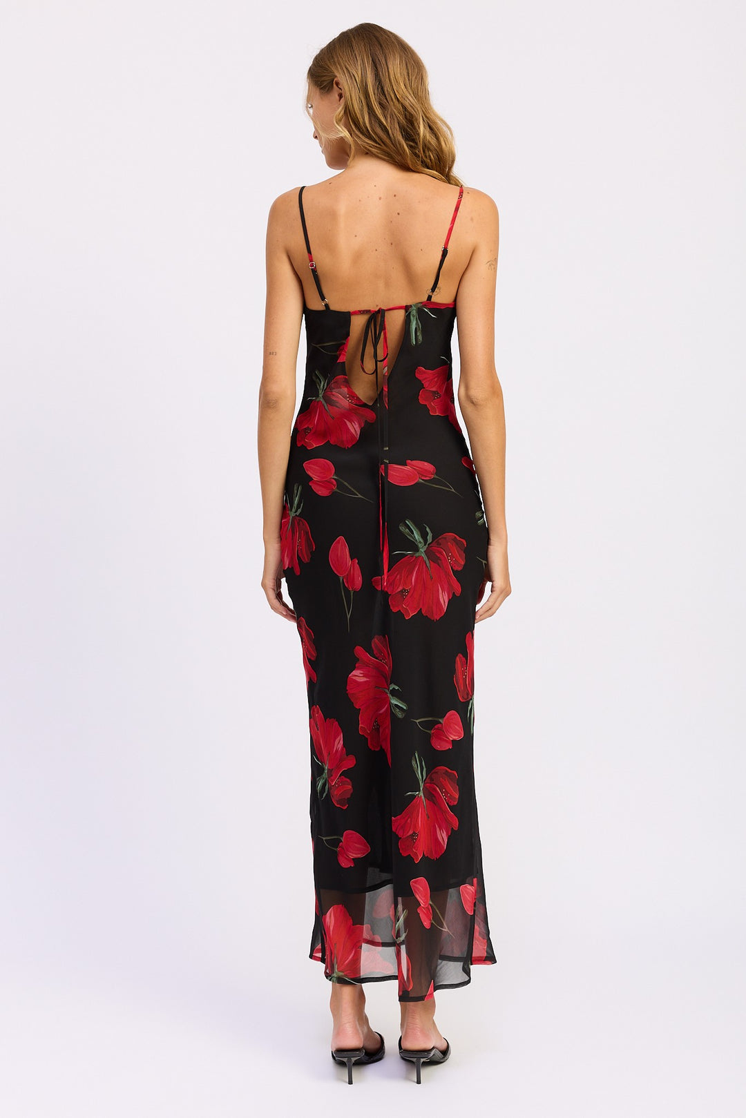 Floral Printed Cowl Neck Maxi Dress