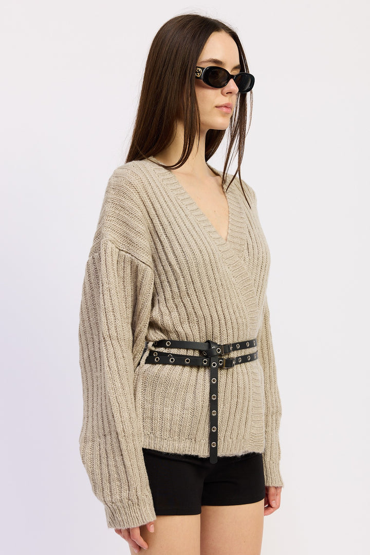 Wrapped Cardigan With Belt