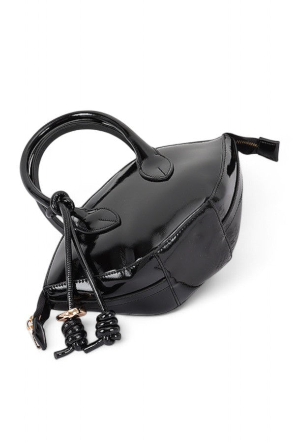 Teal Patent Leather Top Handle Small Clutch