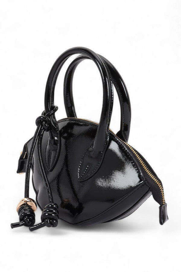 Nude Patent Leather Top Handle Small Clutch